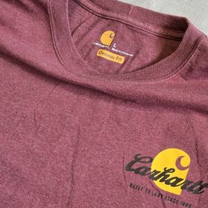 Carhartt Original Fit Classic Logo Burgandy Maroon Long Sleeve Work Shirt L